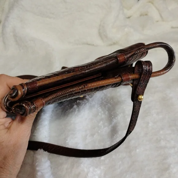 Vintage Brahmin Brown Pecan Melbourne Crossbody Leather String Wallet Organizer - Picture 10 of 13